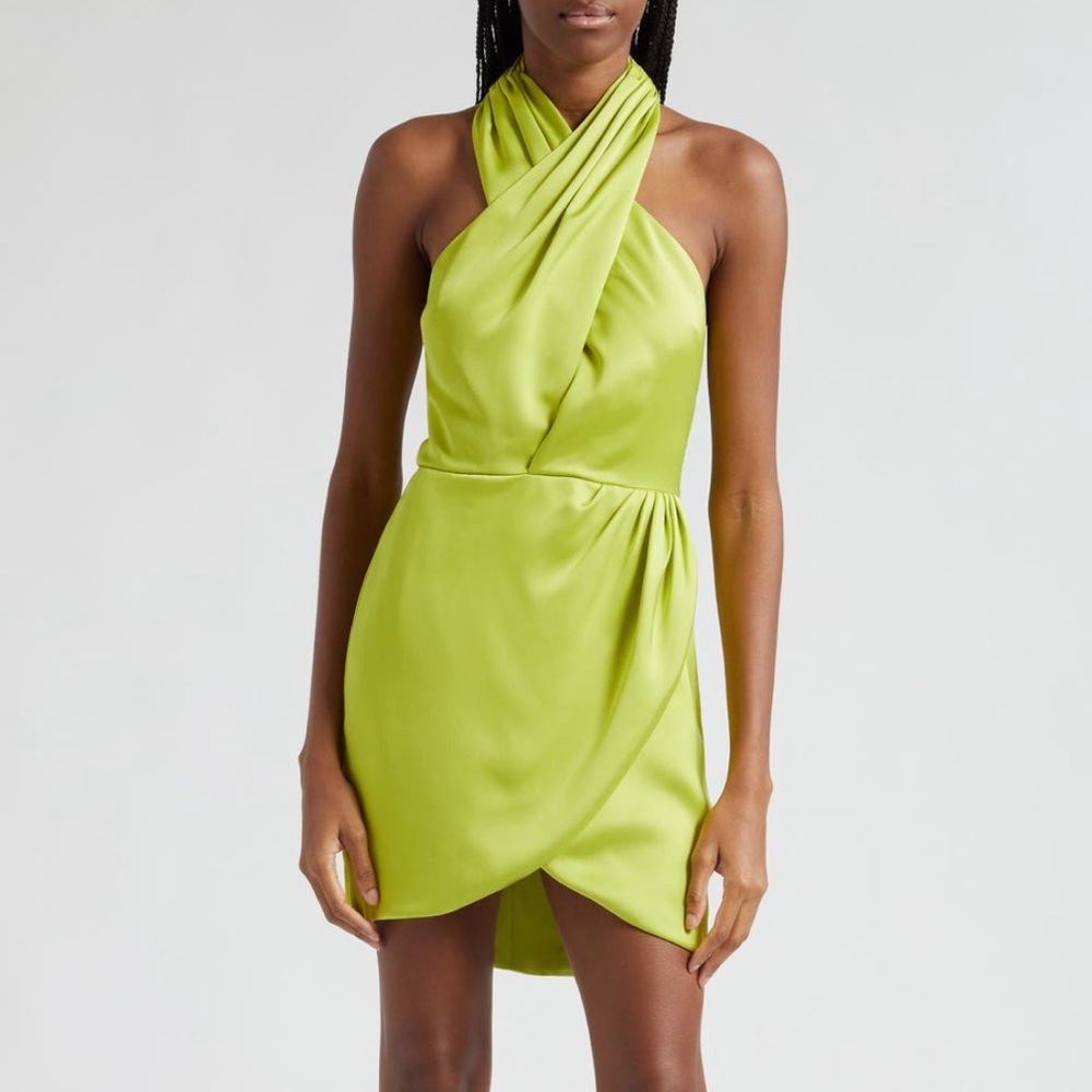 RAMY BROOK Jona Satin Halterneck Minidress
